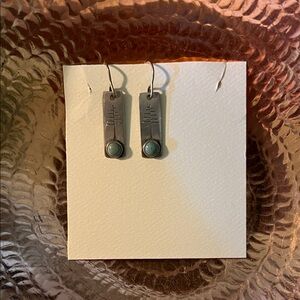 Silver Rectangular Drop Earrings